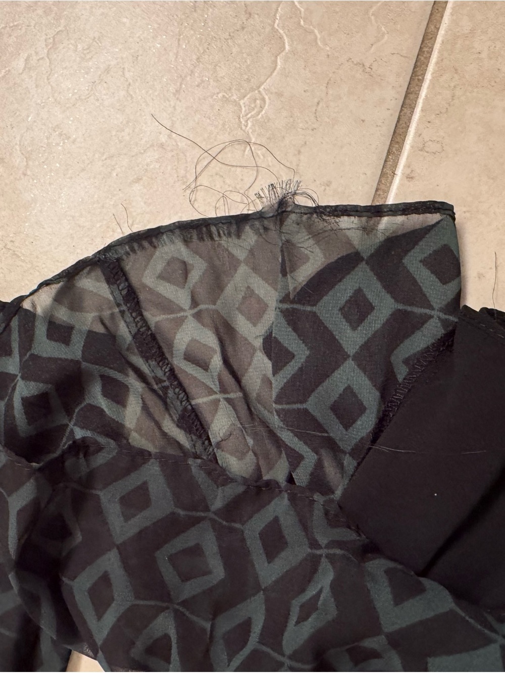 Zara Dark Green Geometric Long Sleeve Ruffle Dress - Picture 4 of 6